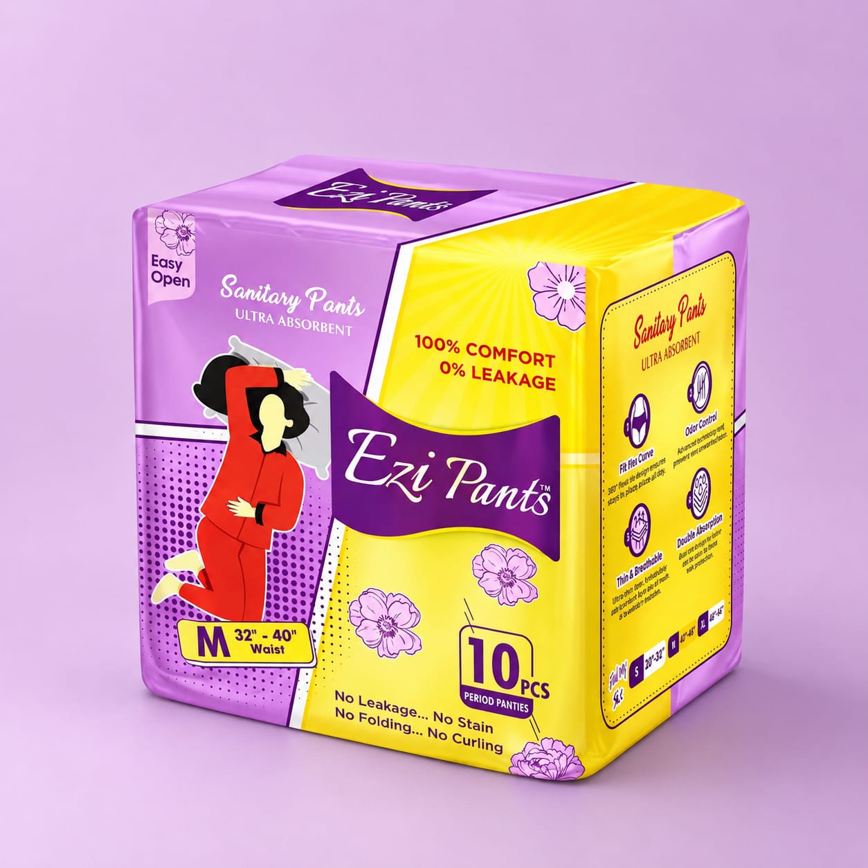 Ezi Pants Pack of 10 Period Panty For Women - Ultra Abrosbent Sanitary Pants
